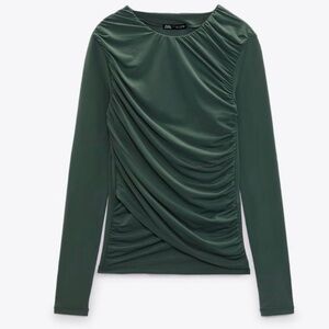 Zara Long Sleeve Top in Deep Green